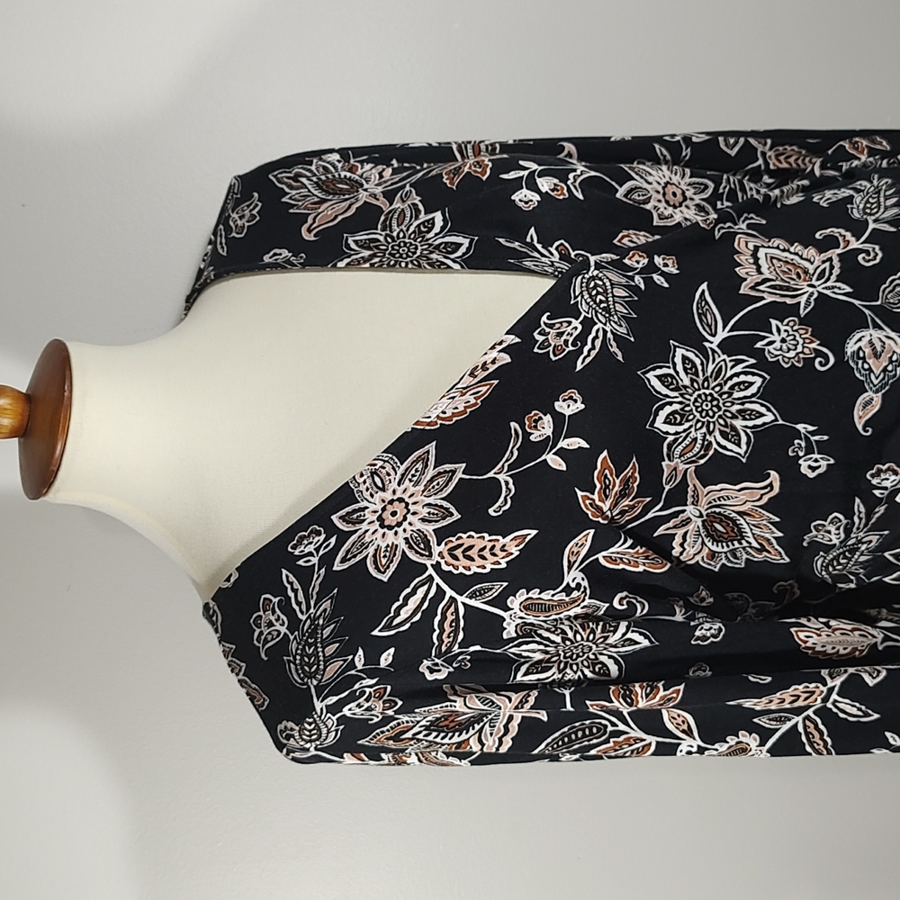 Top: NEW Floral Faux Wrap Long Sleeve